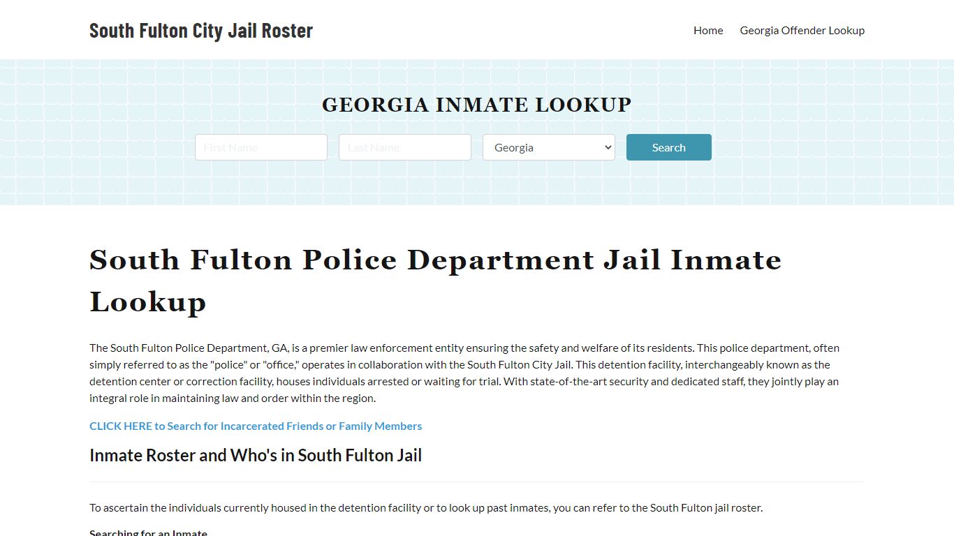 South Fulton Police Department & City Jail, GA Inmate Roster, Arrests ...